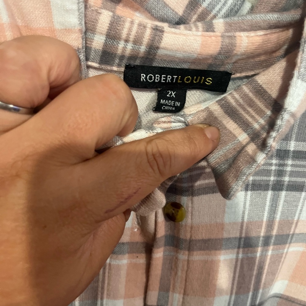 Robert Louis Pink and Gray Plaid Shirt-EUC - Picture 2 of 4
